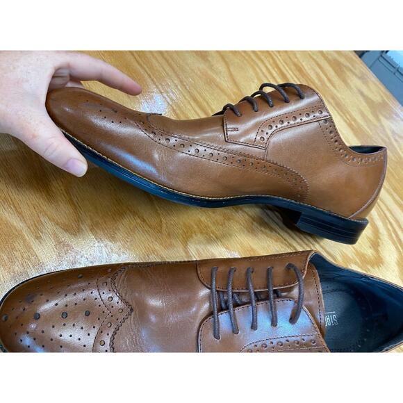 Stacy Adams Oxfords Dress Shoes Men\'s 13 M Brown Leather Lace Up Wingtip S24 main image 5